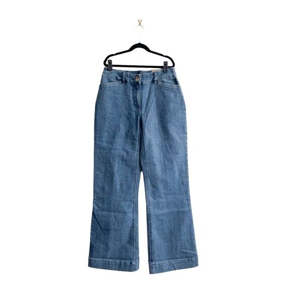 Reitmans Contrast Wide Leg Denim Trousers Blue Jeans Women's Size 5 NWT - Picture 1 of 9